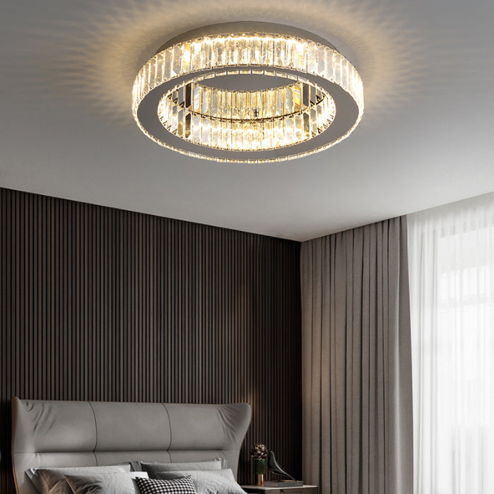 Kristalzilveren LED-inbouwlamp in moderne, modieuze stijl Ronde plafondlamp van roestvrij staal