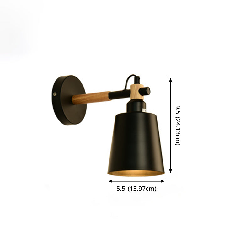 Modern Creative Single Wall Light Wooden Dome Macaron Wall Lamp with Wrought Iron Shade