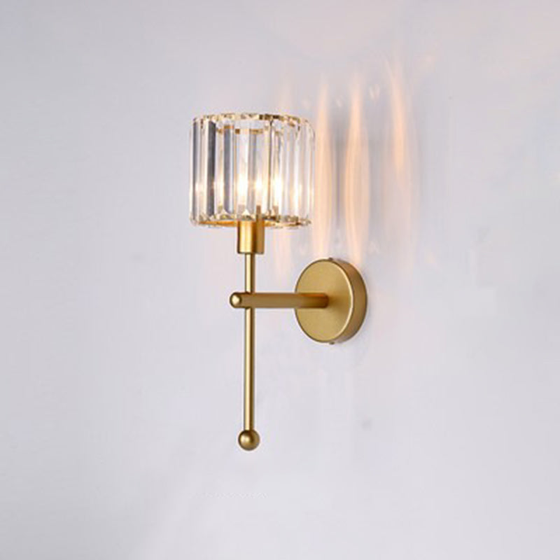 Cilindrische SCONCE-verlichtingsarmaturen Moderne stijl Crystal 1-Licht wandmontage Lamp in zwart en goud