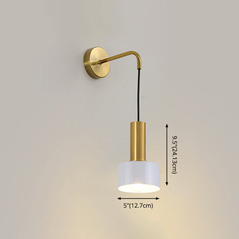 Modern Style Sconce Light Fixtures Cylinderical 1-Light Metal Wall Mounted Lighting