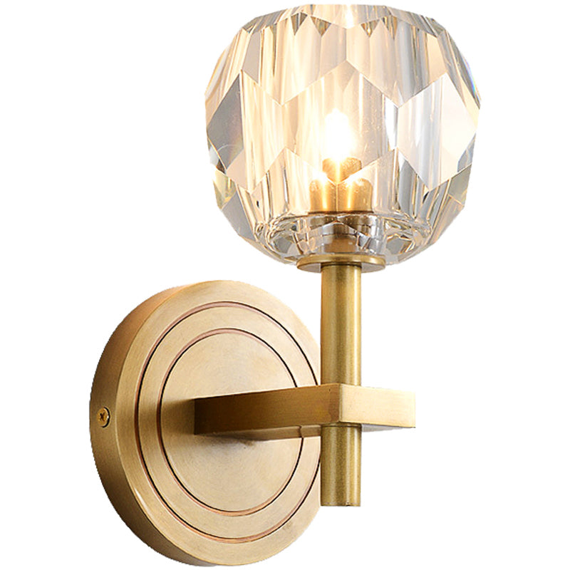 Bola de luz montada en la pared de 1 luz estilo moderno K9 Crystal Spline Lighture Light