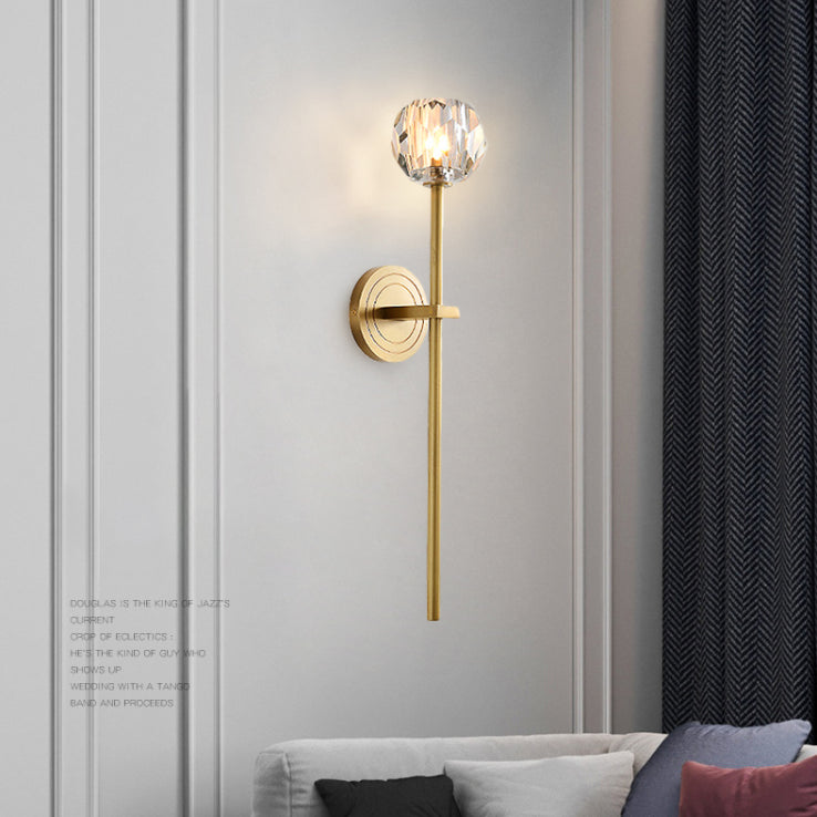 Bola de luz montada en la pared de 1 luz estilo moderno K9 Crystal Spline Lighture Light