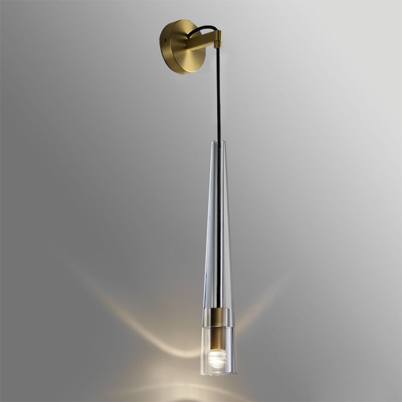 K9 Crystal Brass Wall Mount Light Fixture Teardrops 1-Light Modern Style Sconce