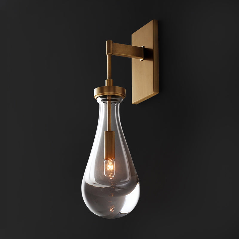 K9 Crystal Brass Wall Mount Light Fixture Teardrops 1-Light Modern Style Sconce