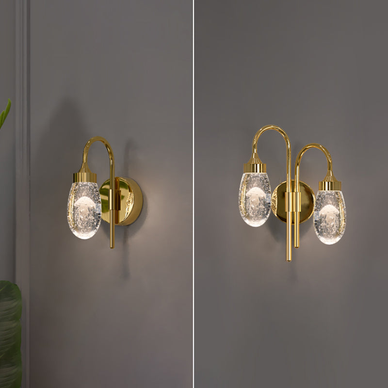 Iluminación de pared de 1 luces de oro de 1 luces de estilo moderno de cristal de cristal Ideas de iluminación de pared