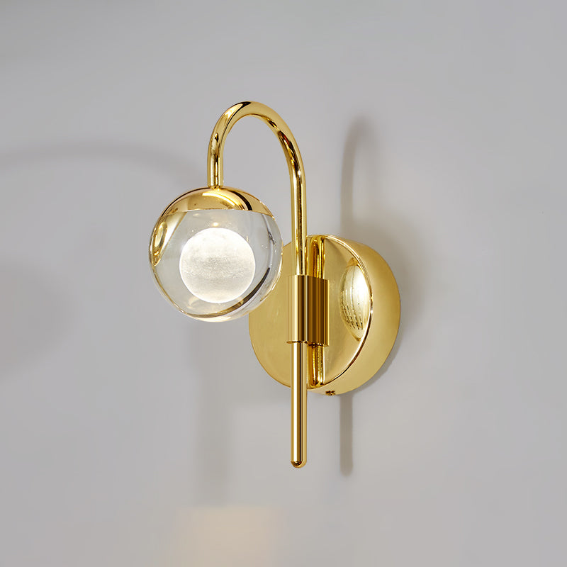 Iluminación de pared de 1 luces de oro de 1 luces de estilo moderno de cristal de cristal Ideas de iluminación de pared