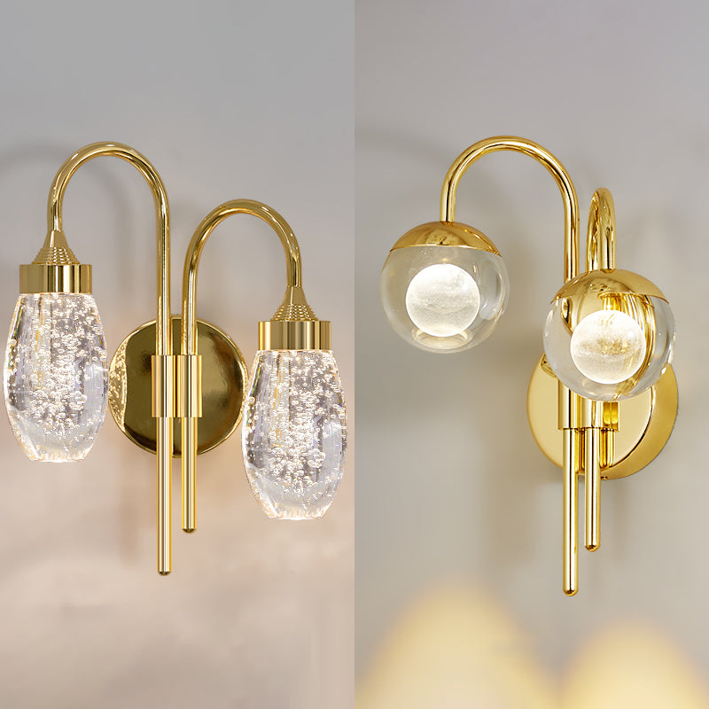 Iluminación de pared de 1 luces de oro de 1 luces de estilo moderno de cristal de cristal Ideas de iluminación de pared