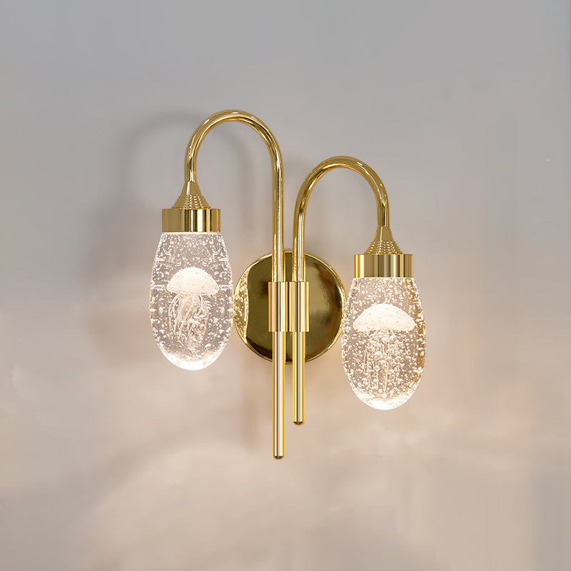 Iluminación de pared de 1 luces de oro de 1 luces de estilo moderno de cristal de cristal Ideas de iluminación de pared