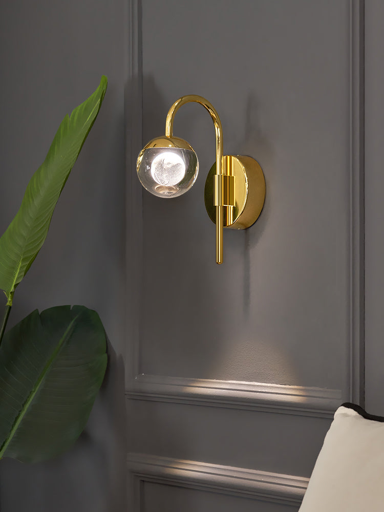 Iluminación de pared de 1 luces de oro de 1 luces de estilo moderno de cristal de cristal Ideas de iluminación de pared