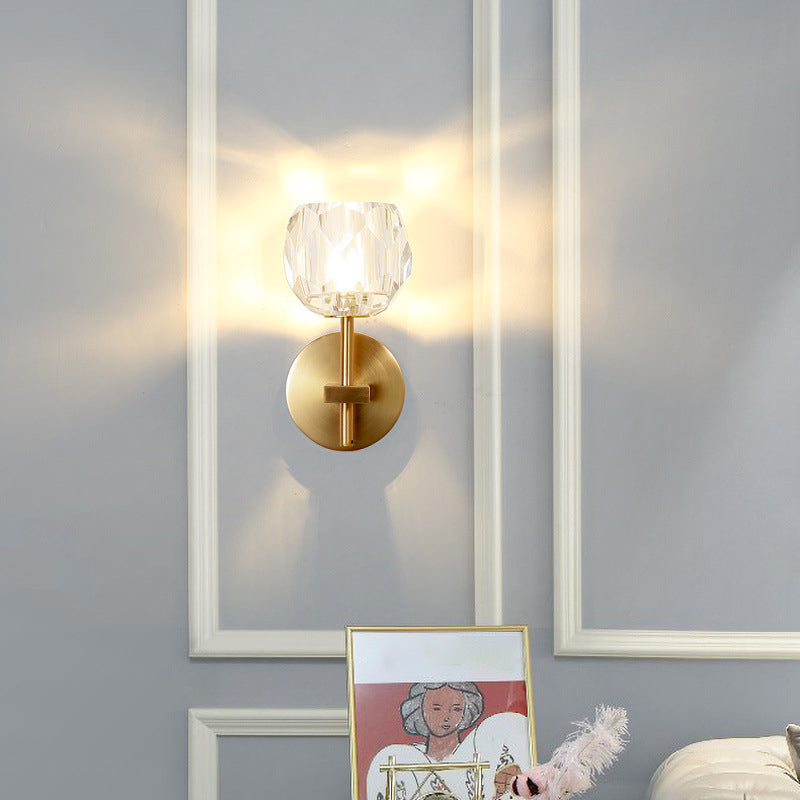 1-Light Crystal Wall Mounted Lighting Modern Style Gold Ball Wall Sconce Lights