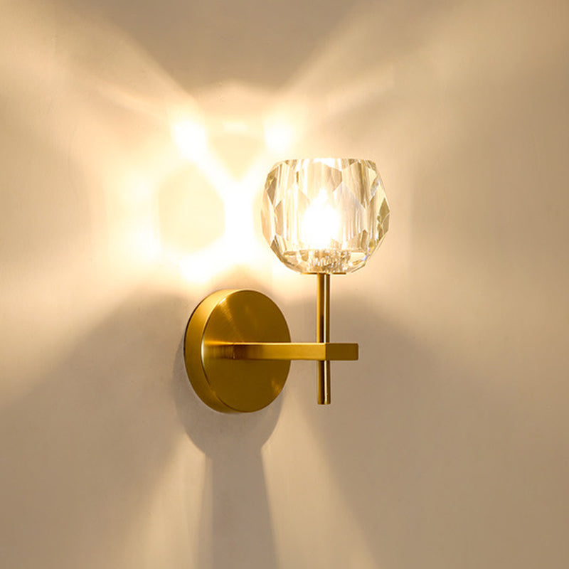 1-Light Crystal Wall Mounted Lighting Modern Style Gold Ball Wall Sconce Lights