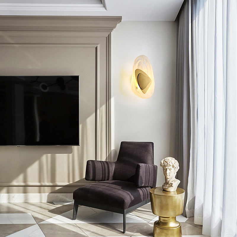 1-Light Wall Sconce Lighting Modern Style Ellipse Clear Crystal Wall Lamp in Black and Gold