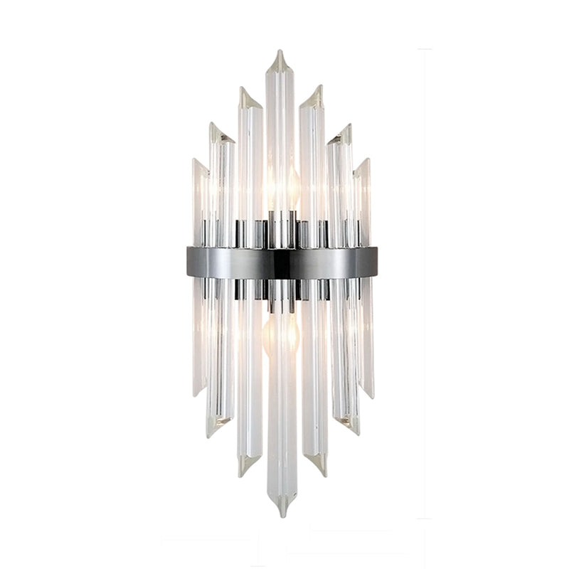 Lámpara de pared de la varita de 2 luces Estilo moderno luces de apliques de cristal negro y dorado