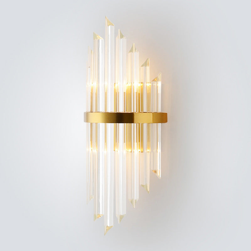 Lámpara de pared de la varita de 2 luces Estilo moderno luces de apliques de cristal negro y dorado