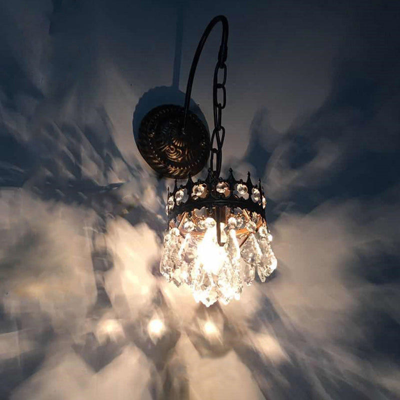 Iluminación montada en la pared de 1 luces de estilo moderno de brazo curvo de cristal lámpara de luz en latón