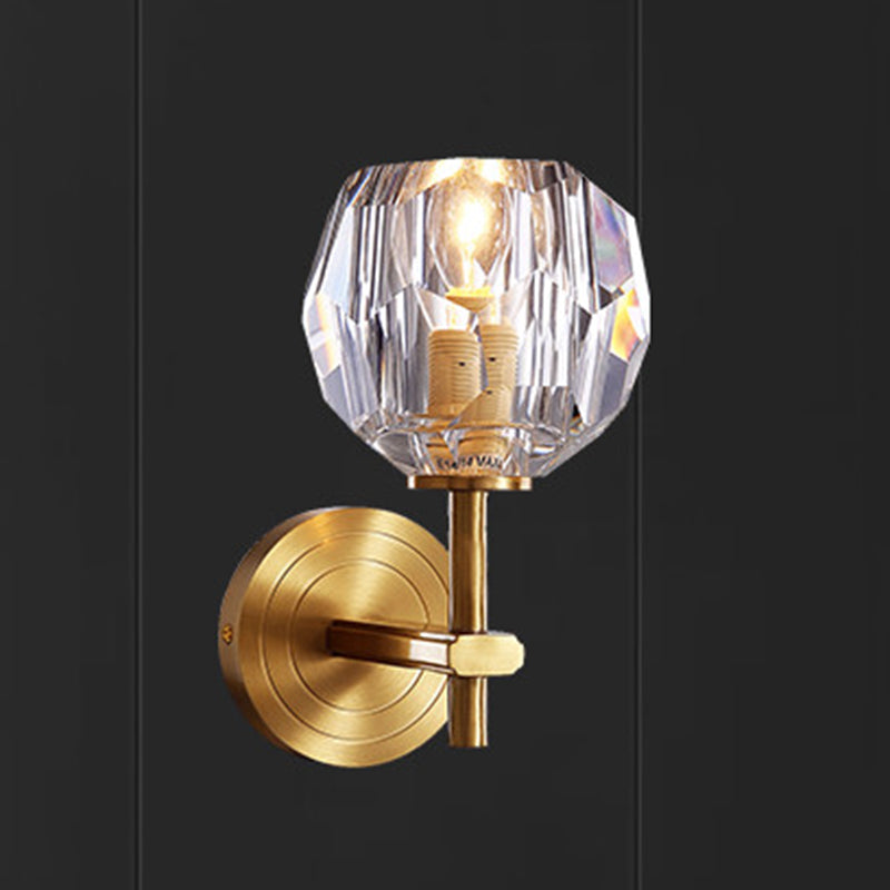 Lámpara de la plataforma de estilo moderno Cristal transparente de pared de 1 luces en oro