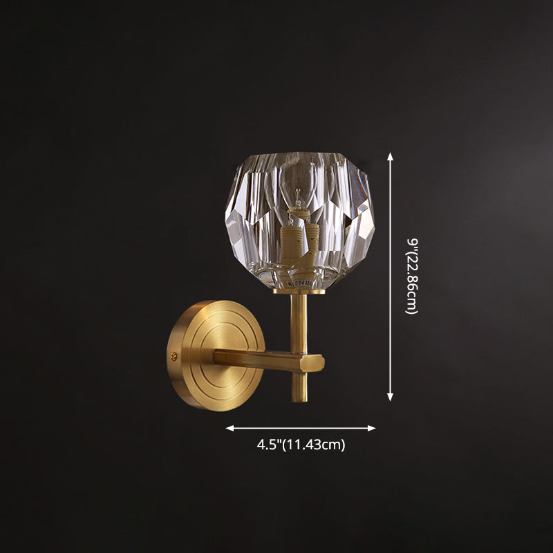 Lámpara de la plataforma de estilo moderno Cristal transparente de pared de 1 luces en oro