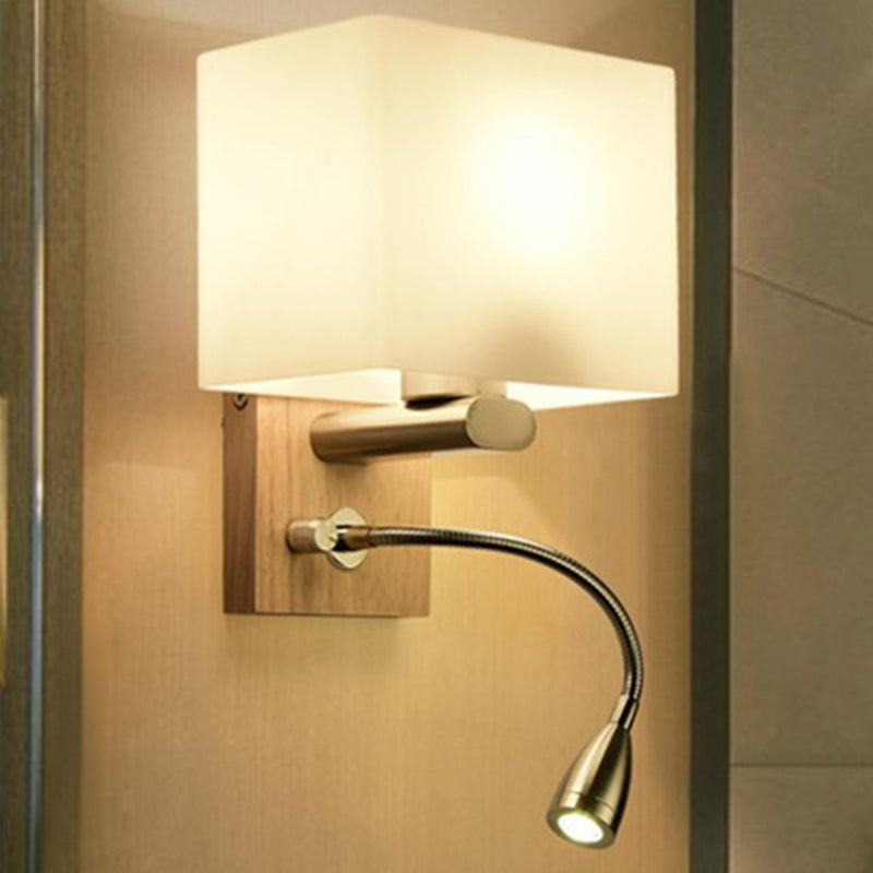 Geometric Shade Wall Lighting Modern Simple Style Wood 1 Light Sconce Light in Gold