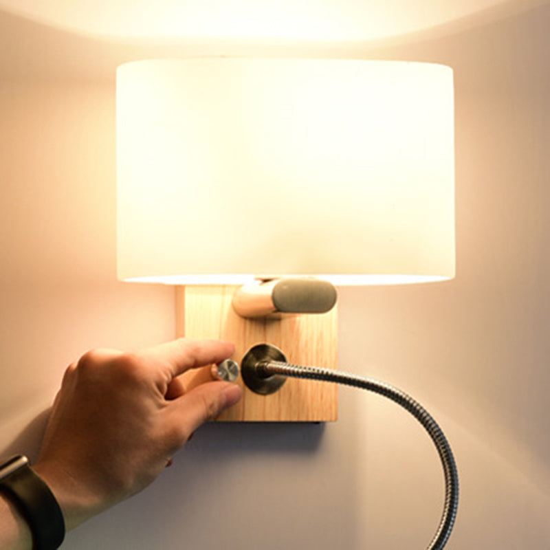 Geometric Shade Wall Lighting Modern Simple Style Wood 1 Light Sconce Light in Gold