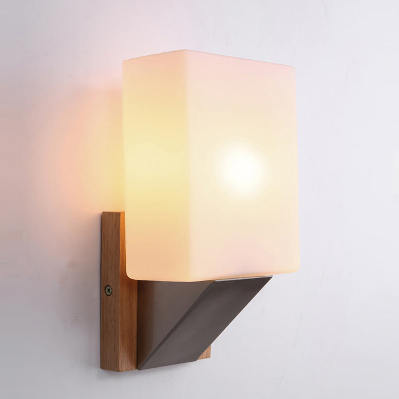 Madera de sombra geométrica luces de pared moderna simple 1 cabeza de montaje de pared de la pared en blanco
