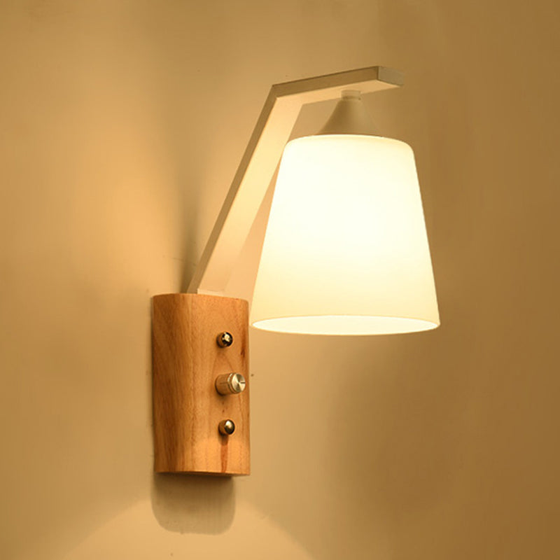 Madera de sombra geométrica luces de pared moderna simple 1 cabeza de montaje de pared de la pared en blanco