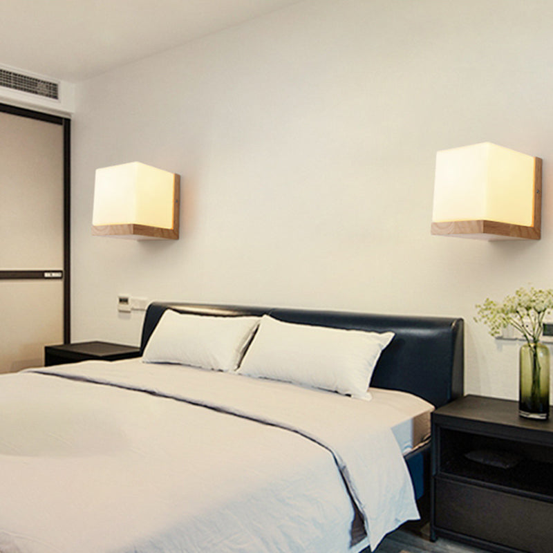 Madera de sombra geométrica luces de pared moderna simple 1 cabeza de montaje de pared de la pared en blanco