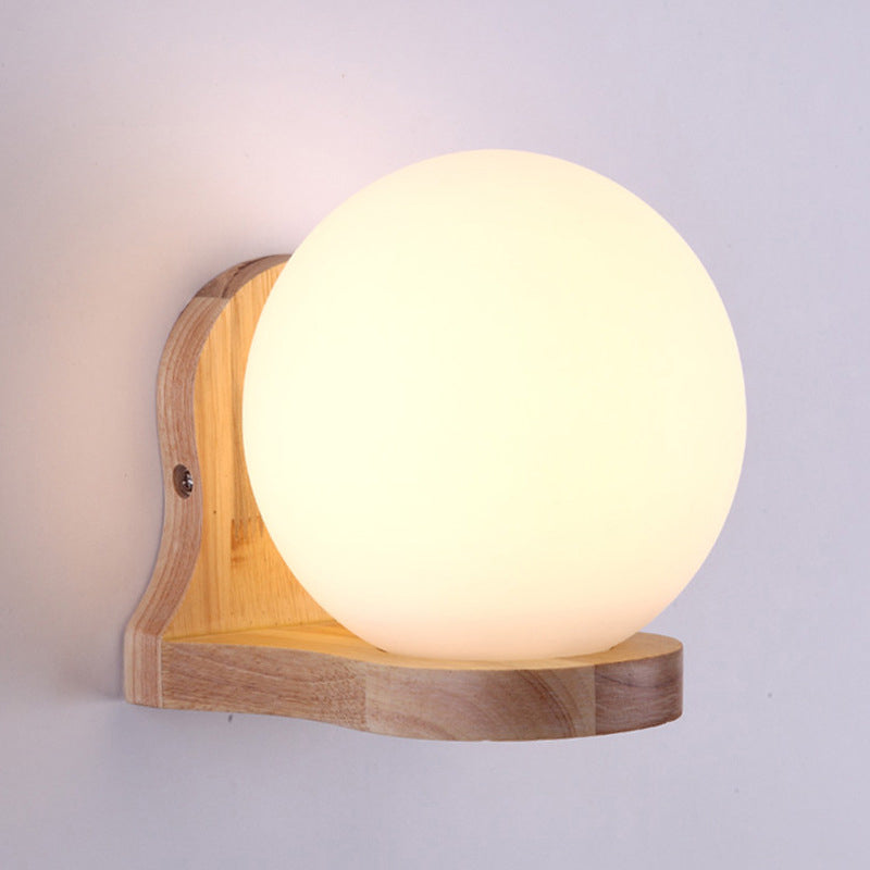 Madera de sombra geométrica luces de pared moderna simple 1 cabeza de montaje de pared de la pared en blanco