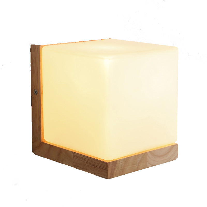 Madera de sombra geométrica luces de pared moderna simple 1 cabeza de montaje de pared de la pared en blanco