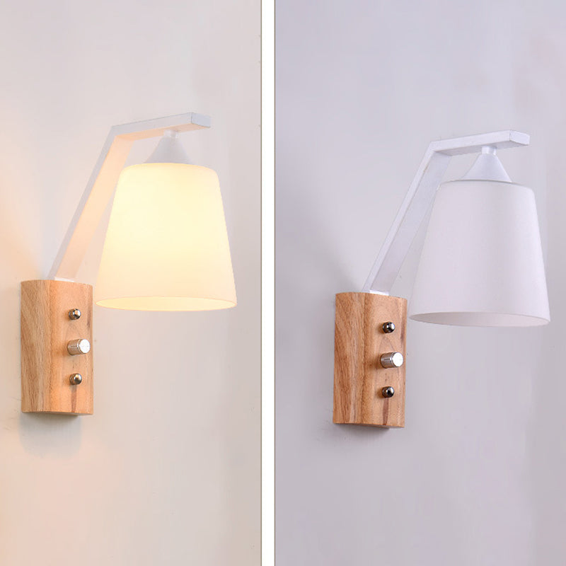 Madera de sombra geométrica luces de pared moderna simple 1 cabeza de montaje de pared de la pared en blanco