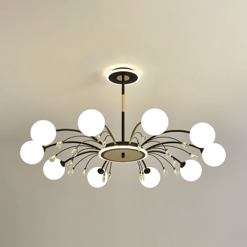 Black Glass Modern Pendant Lighting Fixtures Sputnik Hanging Lights for Living Room