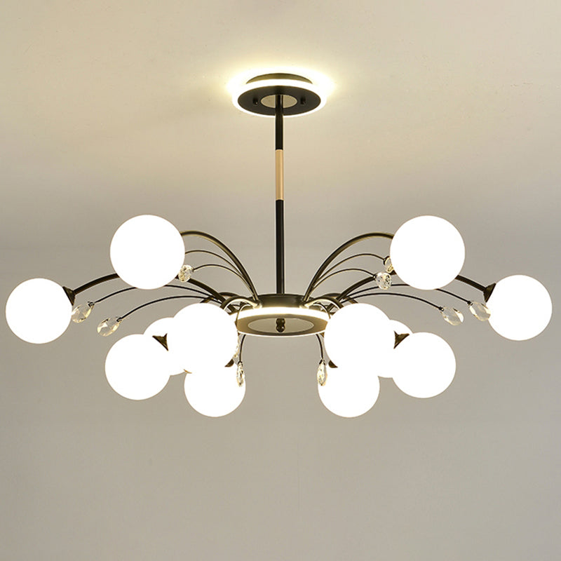 Black Glass Modern Pendant Lighting Fixtures Sputnik Hanging Lights for Living Room