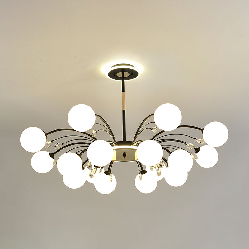 Black Glass Modern Pendant Lighting Fixtures Sputnik Hanging Lights for Living Room