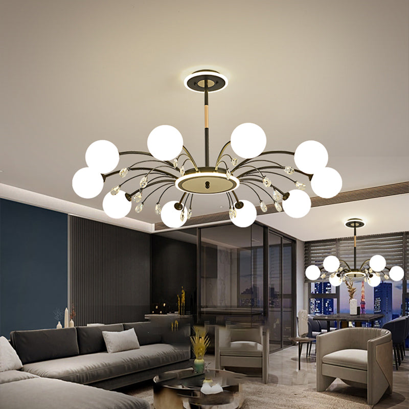 Black Glass Modern Pendant Lighting Fixtures Sputnik Hanging Lights for Living Room