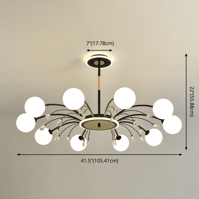 Black Glass Modern Pendant Lighting Fixtures Sputnik Hanging Lights for Living Room