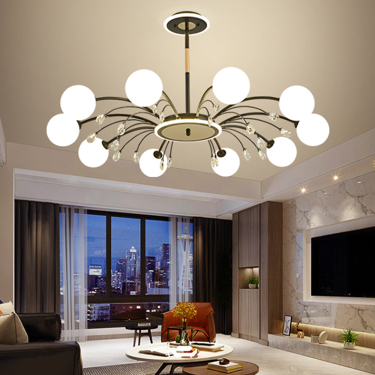Black Glass Modern Pendant Lighting Fixtures Sputnik Hanging Lights for Living Room