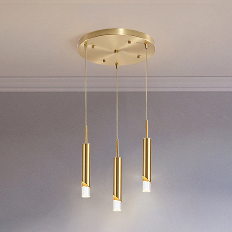 Modern Creative Cylindrical LED Pendant Light Wrought Iron Hanging Lamp with Acrylic Shade