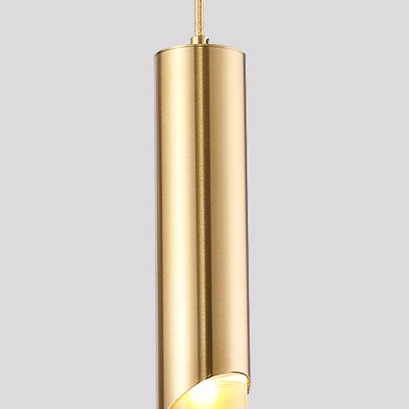 Modern Creative Cylindrical LED Pendant Light Wrought Iron Hanging Lamp with Acrylic Shade