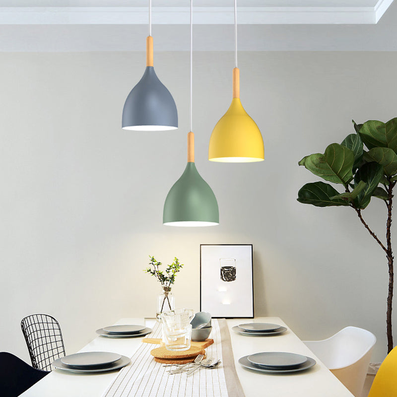 Modern Concise Macaron Pendant Light Aluminium Dome Hanging Lamp for Dining Room