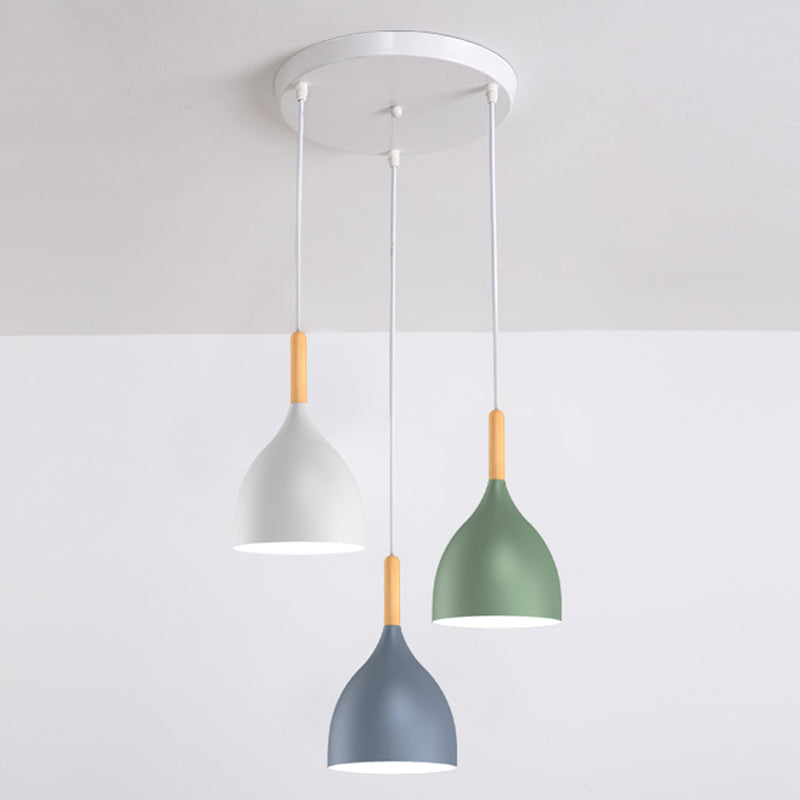 Modern Concise Macaron Pendant Light Aluminium Dome Hanging Lamp for Dining Room