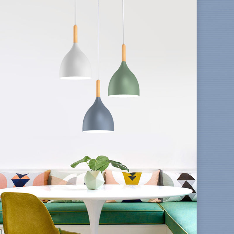 Modern Concise Macaron Pendant Light Aluminium Dome Hanging Lamp for Dining Room