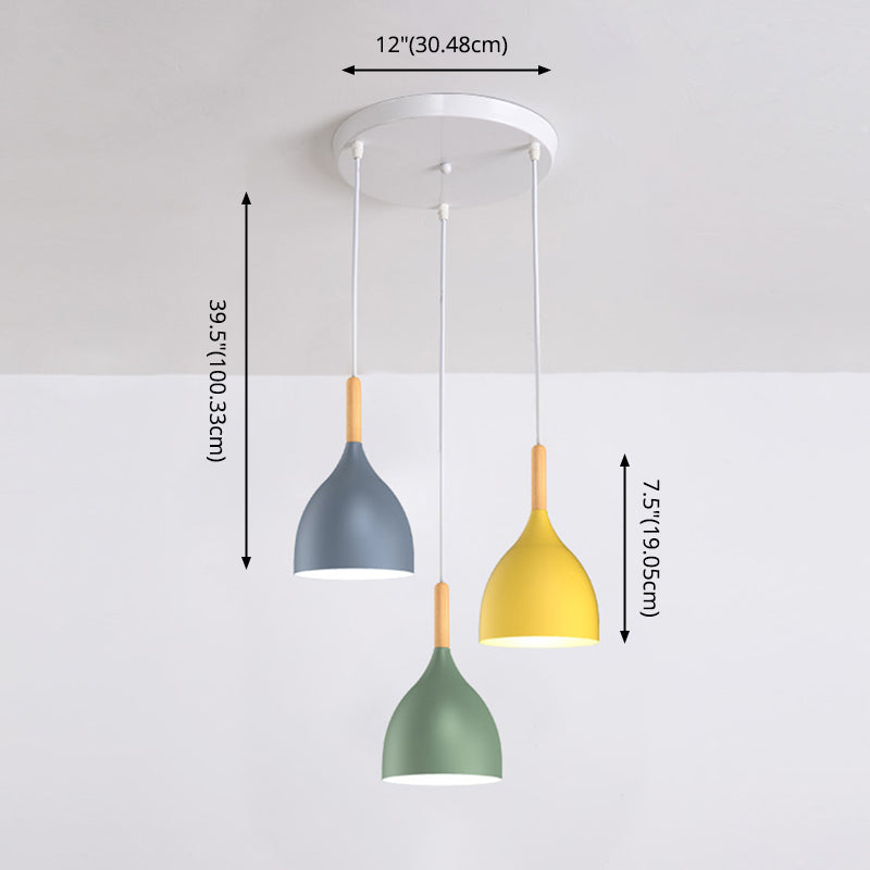 Modern Concise Macaron Pendant Light Aluminium Dome Hanging Lamp for Dining Room