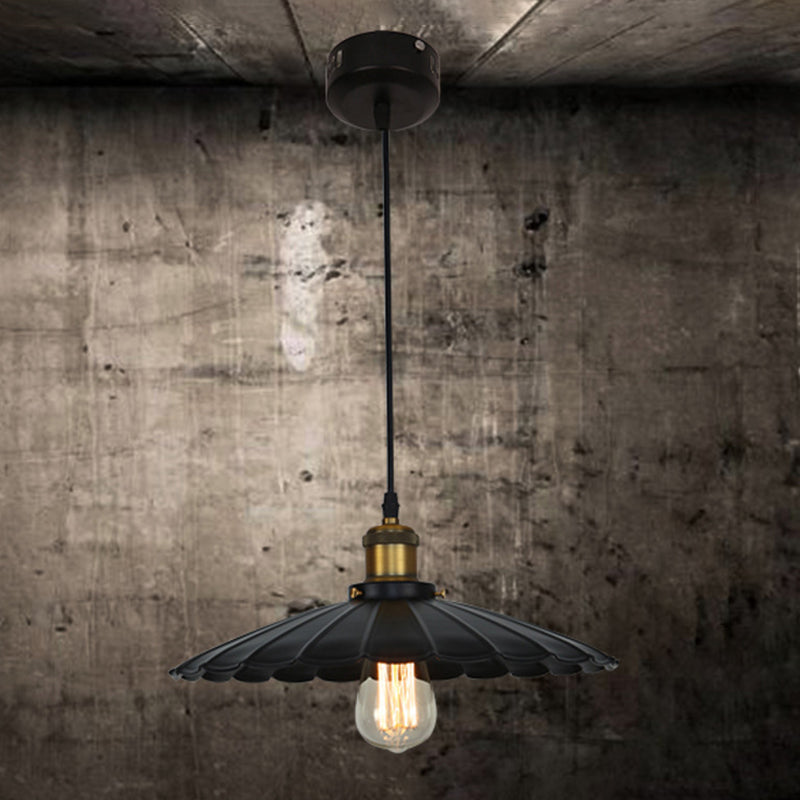 Industriële geschulpte commerciële hanglampverlichting 1 licht metalen hangende plafondlampen in zwart