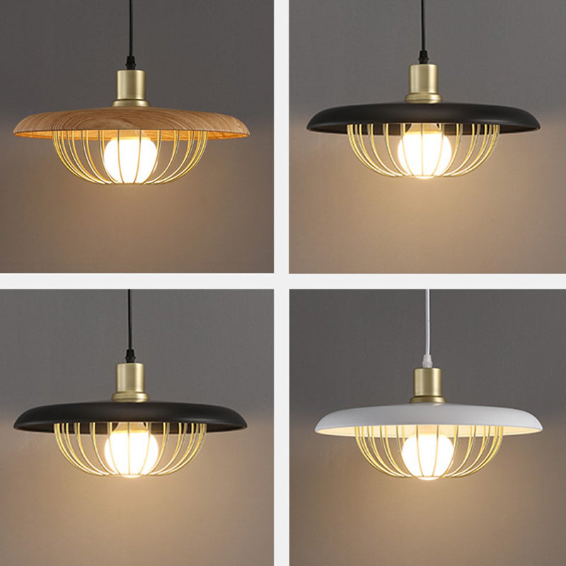 Style minimaliste moderne en cage suspendu suspension en métal 1 éclairage pendentif léger