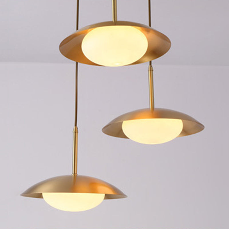 Modern Minimalist Style Flat Hanging Light Fixtures 1 Light Ceiling Pendant Light with Glass Shade