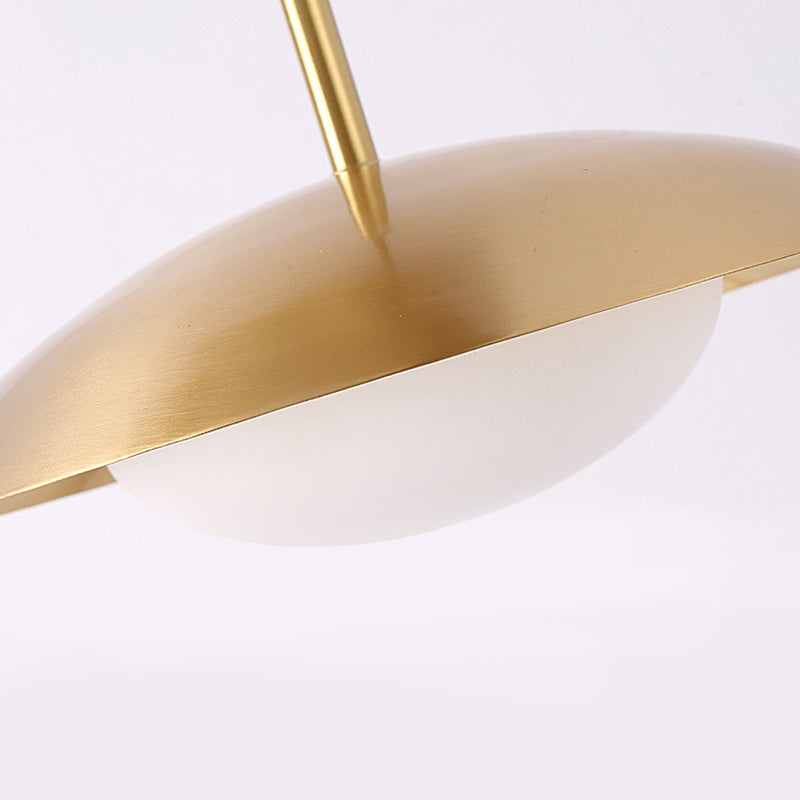 Moderner minimalistischer Stil flache hängende Leuchten 1 Licht Deckenpendellicht mit Glasschatten