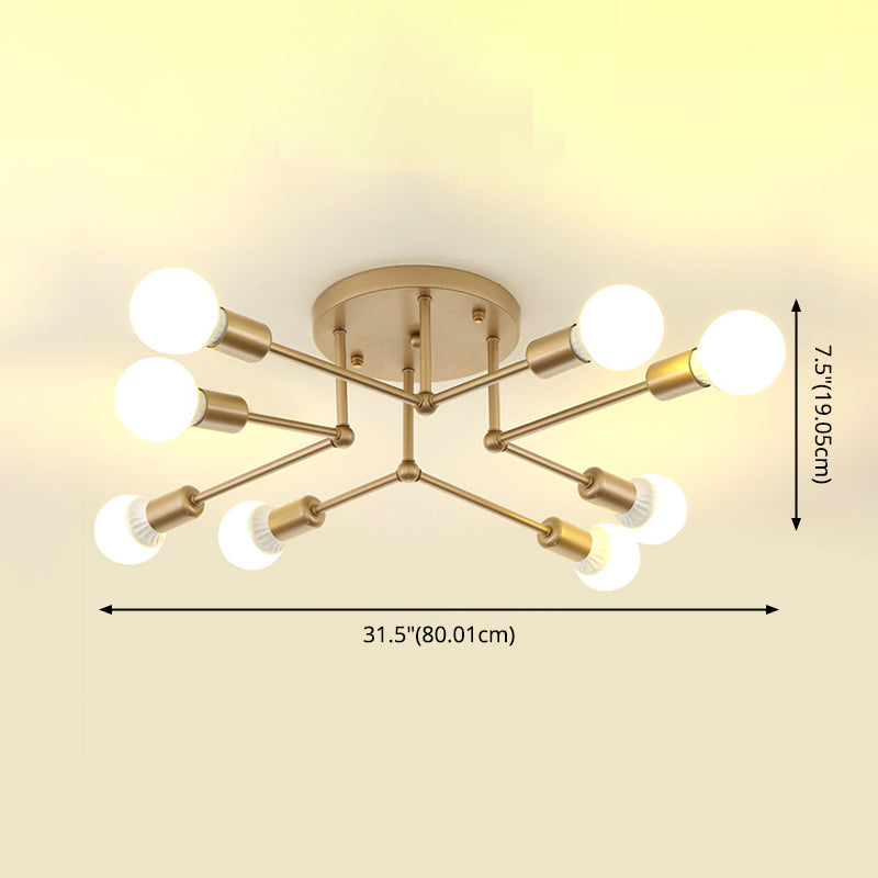 Industrie Retro Radial Semi Flush Mount Schmiedeeisendecke für Wohnzimmer