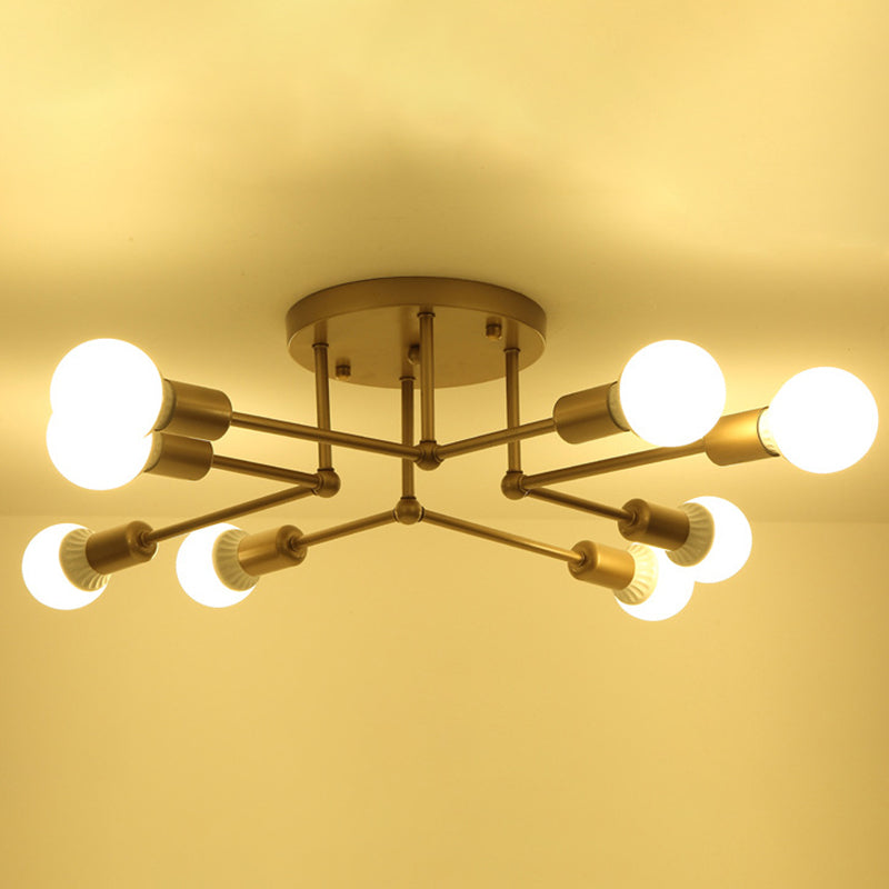 Industrie Retro Radial Semi Flush Mount Schmiedeeisendecke für Wohnzimmer