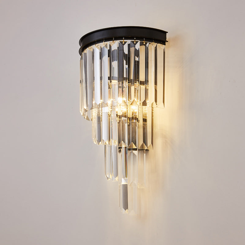 Moderne Stil abgestufte Wandleuchte klarer Kristall 1-Licht-Wandmontage Licht in Schwarz und Gold