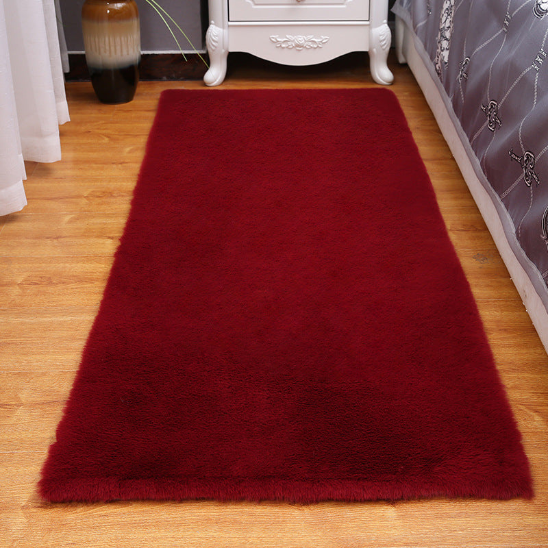 Tapis décontracté de couleur unie en polyester, tapis contemporain, lavable, pour la décoration de la maison