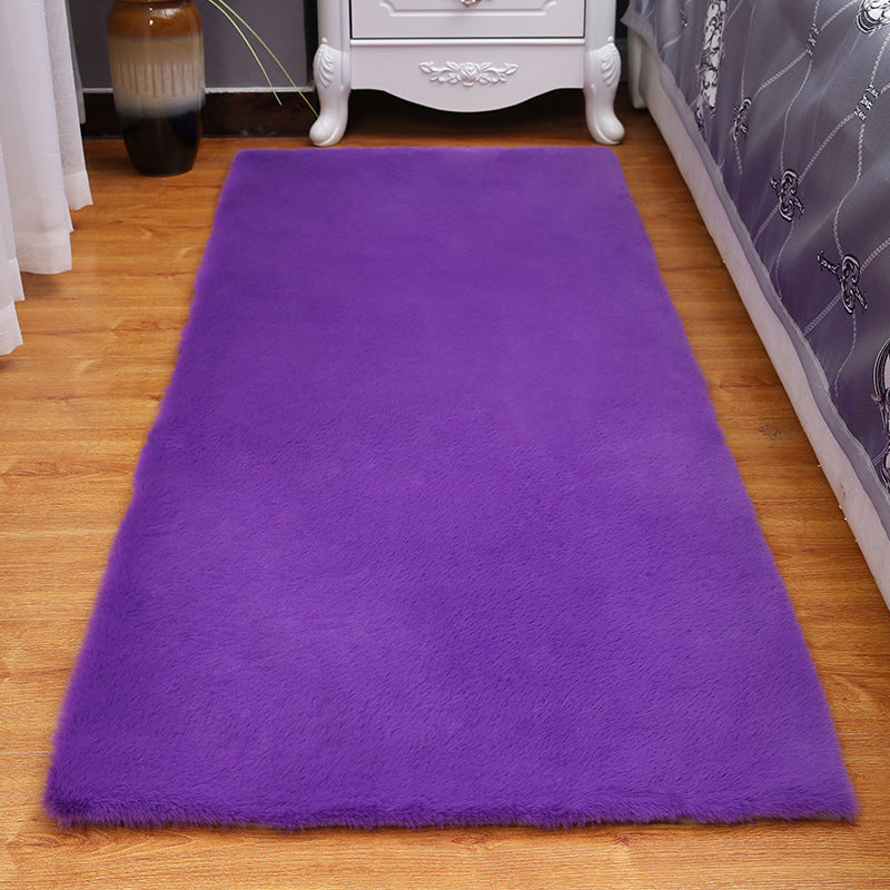 Tapis décontracté de couleur unie en polyester, tapis contemporain, lavable, pour la décoration de la maison